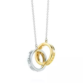 Tiffany & Co. Tiffany 1837 Gold Interlocking Circle Necklace — Two-Tone Double-Ring Pendant