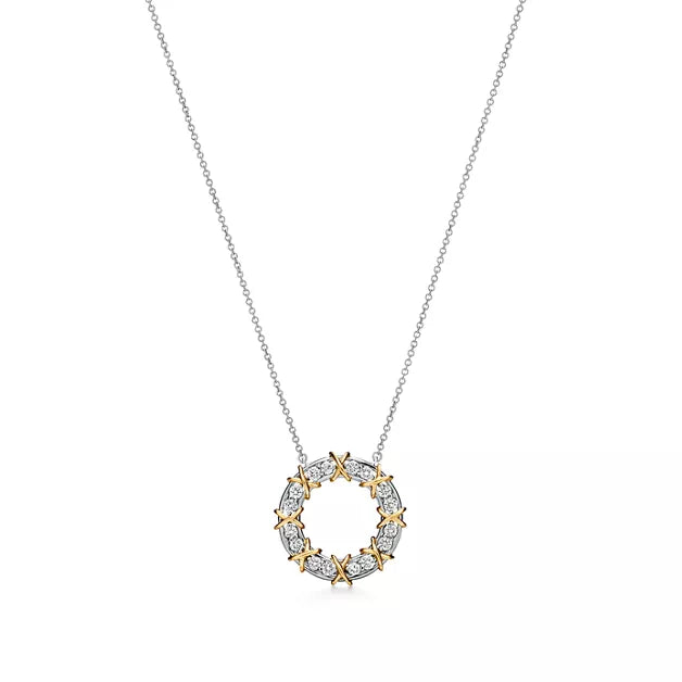 Tiffany Schlumberger Sixteen Stone necklace in platinum—round pendant