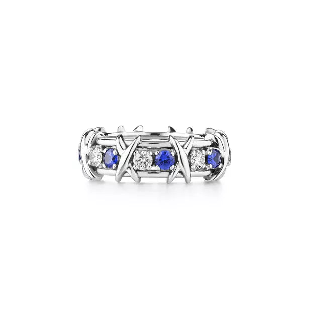 Tiffany Schlumberger Ring—Platinum X-motif prong setting
