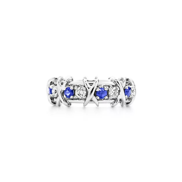Tiffany Schlumberger Ring—Platinum X-motif prong setting