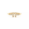 Tiffany T Wire Ring — Yellow Gold Double T Interlocking Open Ring