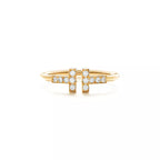 Tiffany T Wire Ring — Yellow Gold Double T Interlocking Open Ring