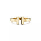 Tiffany T Collection Gold Single-Row Ring — A luxury unisex ring featuring the iconic T-shaped motif, blending classic and modern styles.