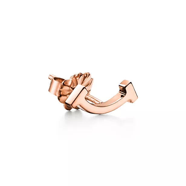 Tiffany T Smile Mini Earrings Rose Gold | Signature Curve Studs Women's Fine Jewelry
