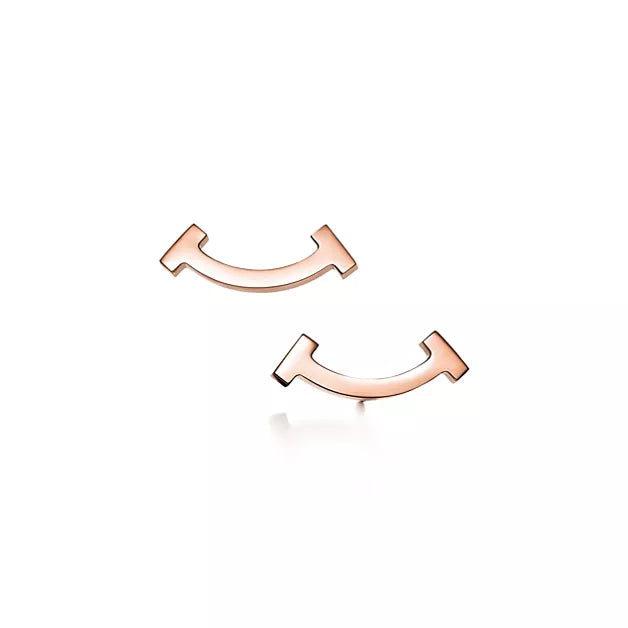 Tiffany T Smile Mini Earrings Rose Gold | Signature Curve Studs Women's Fine Jewelry