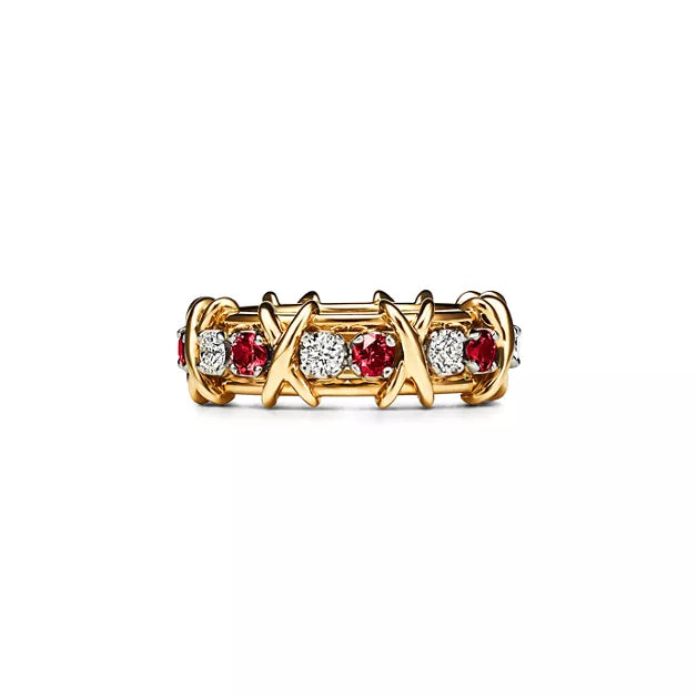 Tiffany Schlumberger Sixteen Stone Ring—Yellow Gold "X" Prong Eternity Ring