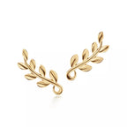 Tiffany & Co. Paloma Picasso Olive Leaf earrings in yellow gold—leaf-shaped stud earrings inspired by nature—women's fine jewelry.