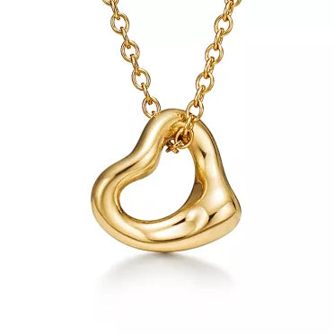 Tiffany Open Heart Gold Pendant Necklace—Iconic organic heart design and chain