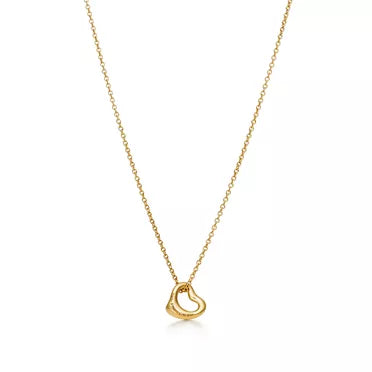 Tiffany Open Heart Gold Pendant Necklace—Iconic organic heart design and chain
