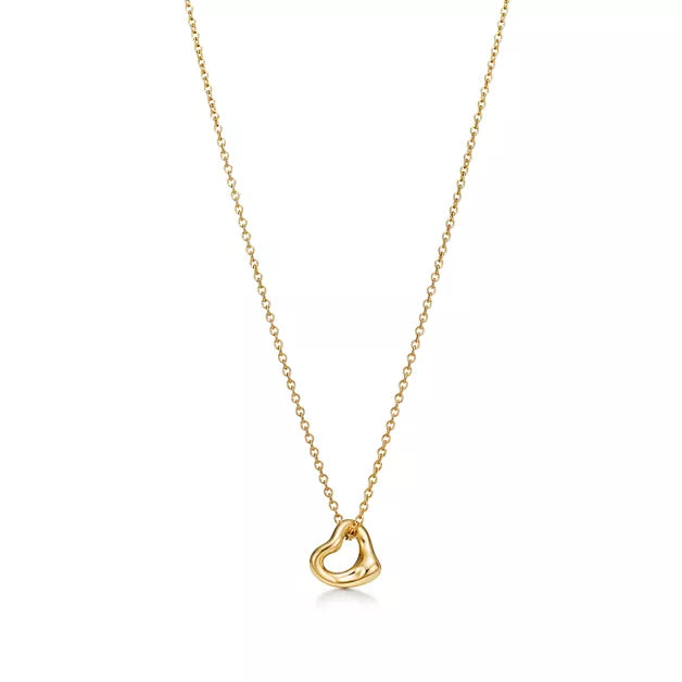 Tiffany Open Heart Gold Pendant Necklace—Iconic organic heart design and chain