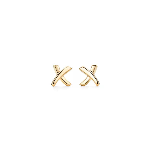 Tiffany T X Series Gold Earrings | Iconic "X" Stud Earrings — Women's Fine Jewelry