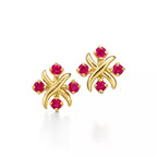 Tiffany Schlumberger gold stud earrings—iconic "X" motif crossover button-style studs.