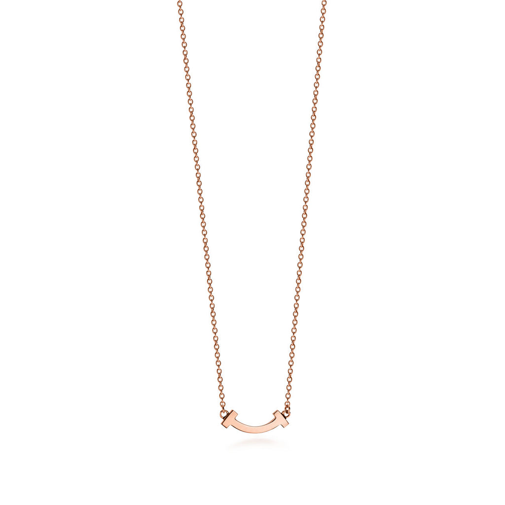 Tiffany T Smile Platinum Necklace—Medium Modern Curved Pendant