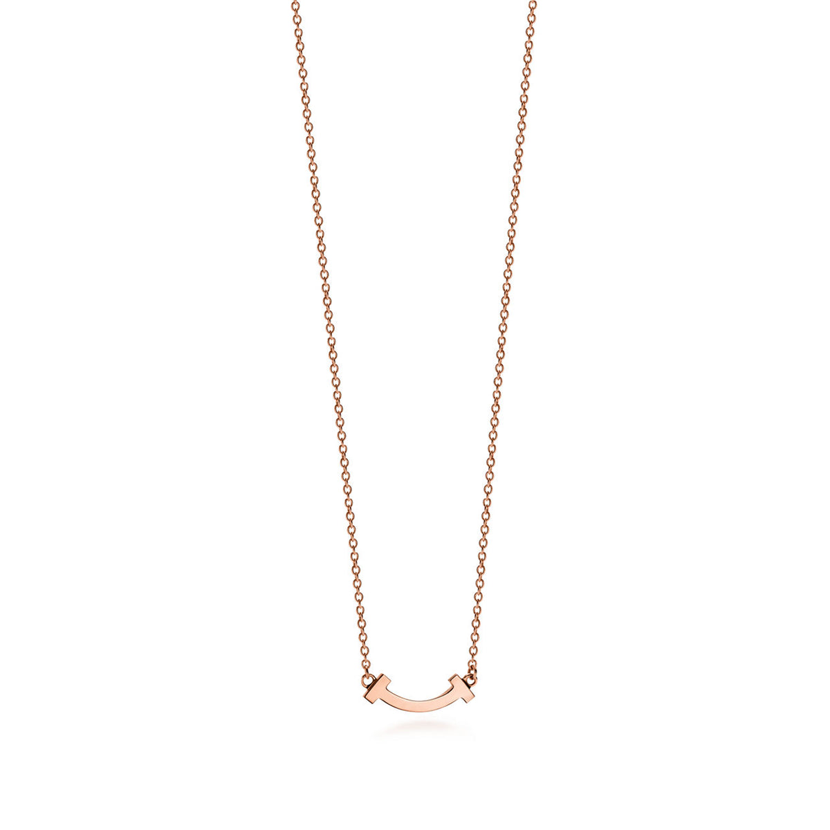 Tiffany T Smile Platinum Necklace—Medium Modern Curved Pendant