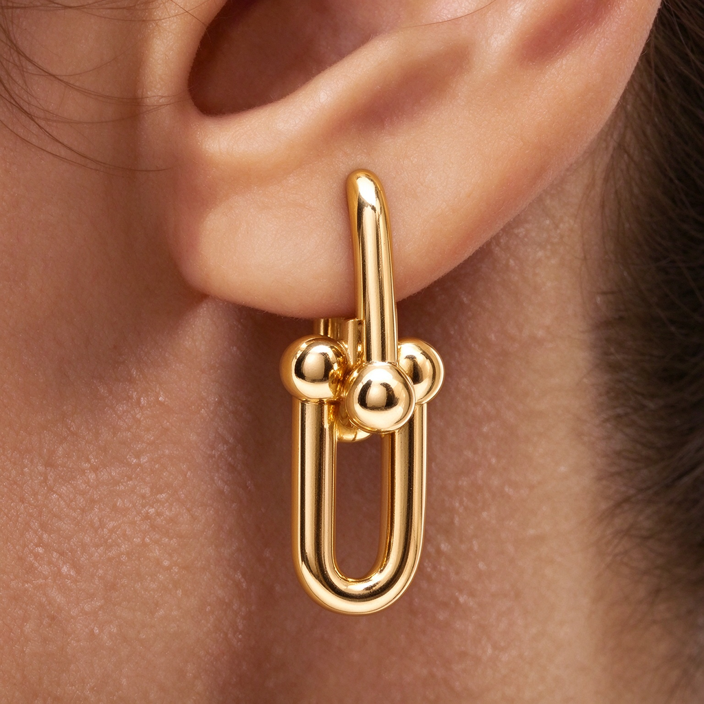 Tiffany & Co. HardWear Large Link Earrings — Luxurious Gold Studs with Graduated Link Sizes