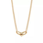 Tiffany HardWear rose gold double-link pendant necklace—fine-gauge link chain