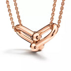 Tiffany HardWear rose gold double-link pendant necklace—fine-gauge link chain
