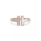 Tiffany T Wire Rose Gold Ring—Double T Open Ring