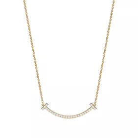 Tiffany T Smile Gold Pendant Necklace—Classic Curved Design