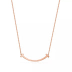 Tiffany & Co. Tiffany T Smile Medium Necklace, Rose Gold — Pavé Diamond Curved Pendant