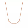 Tiffany & Co. Tiffany T Smile Medium Necklace, Rose Gold — Pavé Diamond Curved Pendant