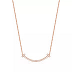 Tiffany & Co. Tiffany T Smile Medium Necklace, Rose Gold — Pavé Diamond Curved Pendant