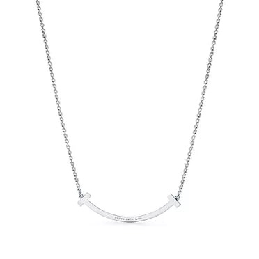 Tiffany T Smile Gold Pendant Necklace—Classic Curved Design