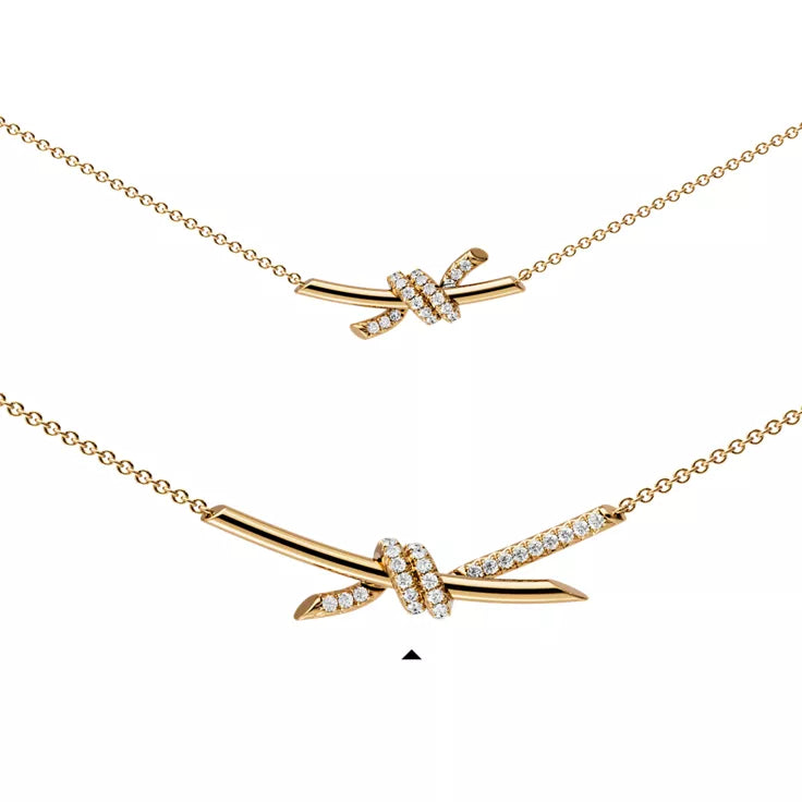 Tiffany Knot Small Gold Pendant Necklace — Signature Knot Chain