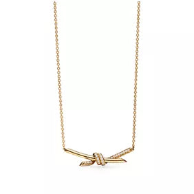 Tiffany Knot Small Gold Pendant Necklace — Signature Knot Chain