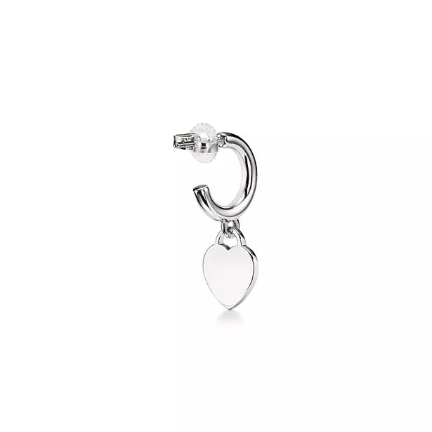 Tiffany "Return to Tiffany" Heart Tag Silver Hoop Earrings — silver drop earrings featuring the iconic engraved heart tag.