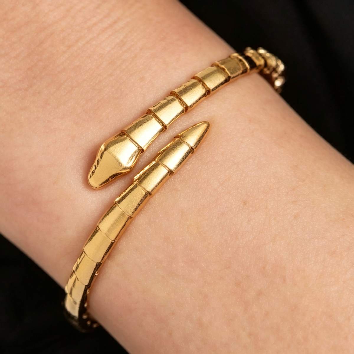 BVLGARI Serpenti Viper Style  Yellow Gold Snake Bangle Bracelet – Iconic Minimalist Tubogas Serpent Jewelry for Women & Men