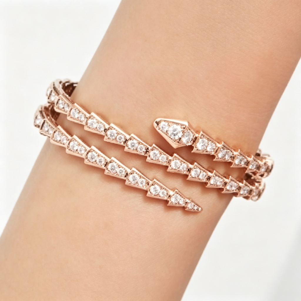 Bvlgari Serpenti Viper Double-Coil Diamond Bracelet – Rose Gold High Jewelry