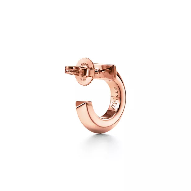Tiffany T1 Series Rose Gold Small Hoop Earrings — Iconic T-motif hoop earrings | Bold, geometric, and minimalist luxury jewelry