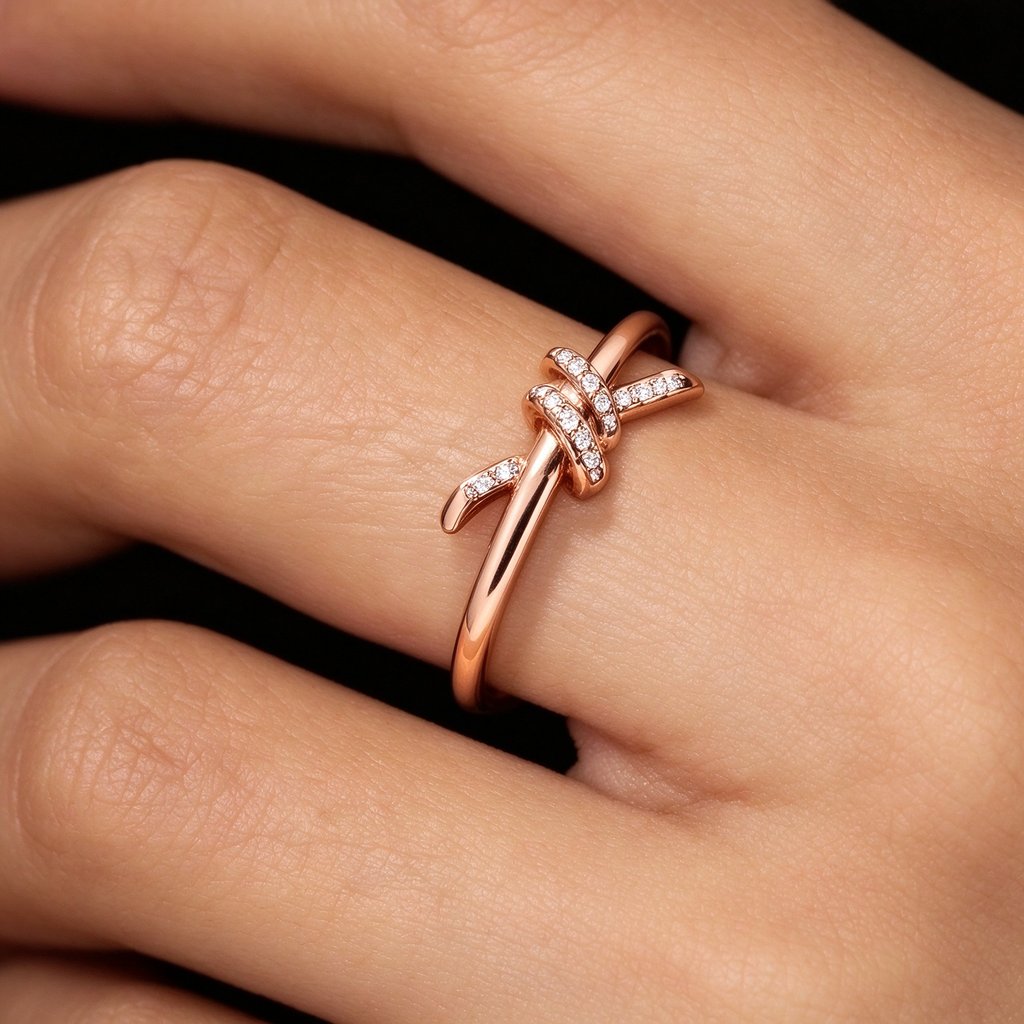 Tiffany Knot Rose Gold Ring—Women's Ring with a Dimensional Knot Design