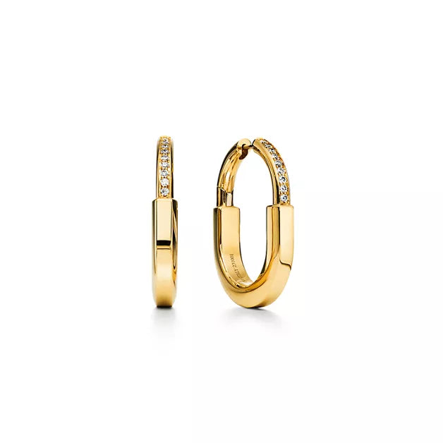 Tiffany. Tiffany Lock medium yellow gold earrings—iconic padlock-style clasp | Luxurious high-polish jewelry