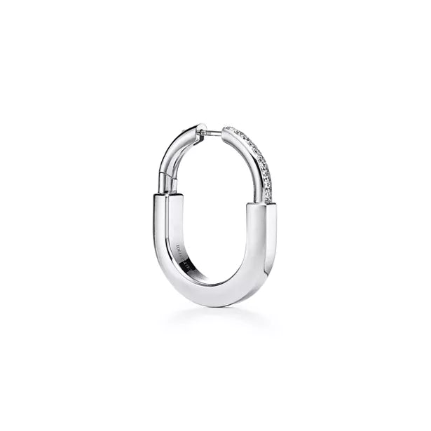 Tiffany Lock Small White Gold Earrings — Hoop earrings inspired by the iconic padlock | Luxury Jewelry