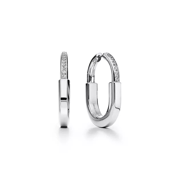 Tiffany Lock Small White Gold Earrings — Hoop earrings inspired by the iconic padlock | Luxury Jewelry
