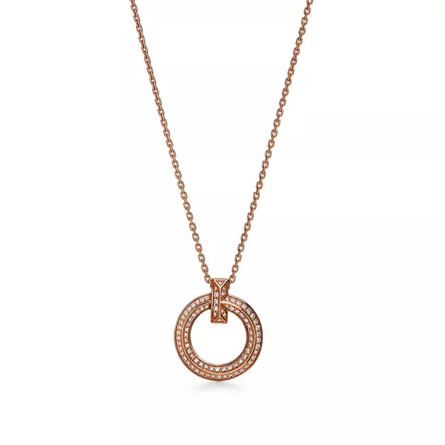 T1 Series Iconic Round Pendant Necklace in White Gold – Luxury Jewelry