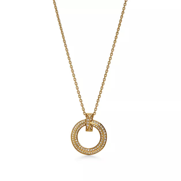 Tiffany & Co. Tiffany T Wire Circle Yellow Gold Pendant Necklace