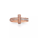 Tiffany T Wire Ring — Rose Gold Double T Staggered Open Ring