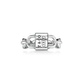 Tiffany 1837 Makers Narrow Chain Ring — Silver chain-style band featuring the signature T&CO hallmark plaque.