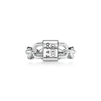 Tiffany 1837 Makers Narrow Chain Ring — Silver chain-style band featuring the signature T&CO hallmark plaque.