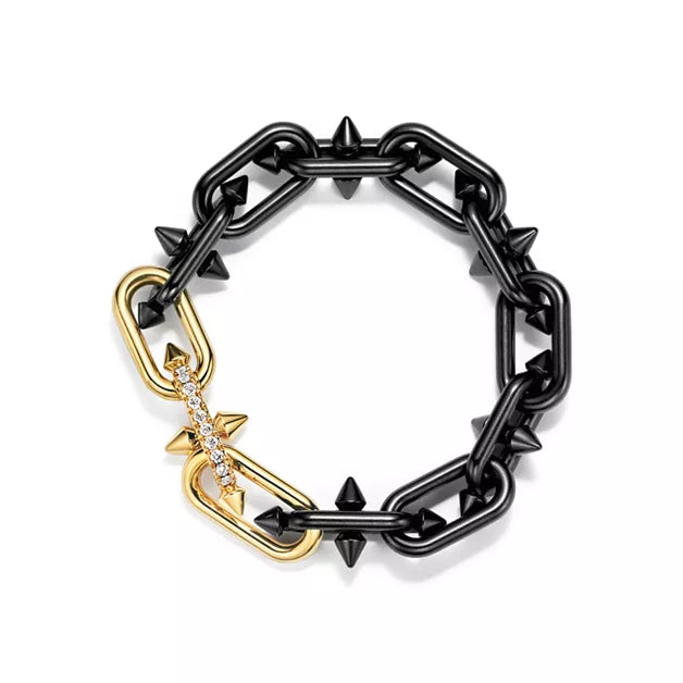 Tiffany Titan by Pharrell Williams Spike Link bracelet in yellow gold.