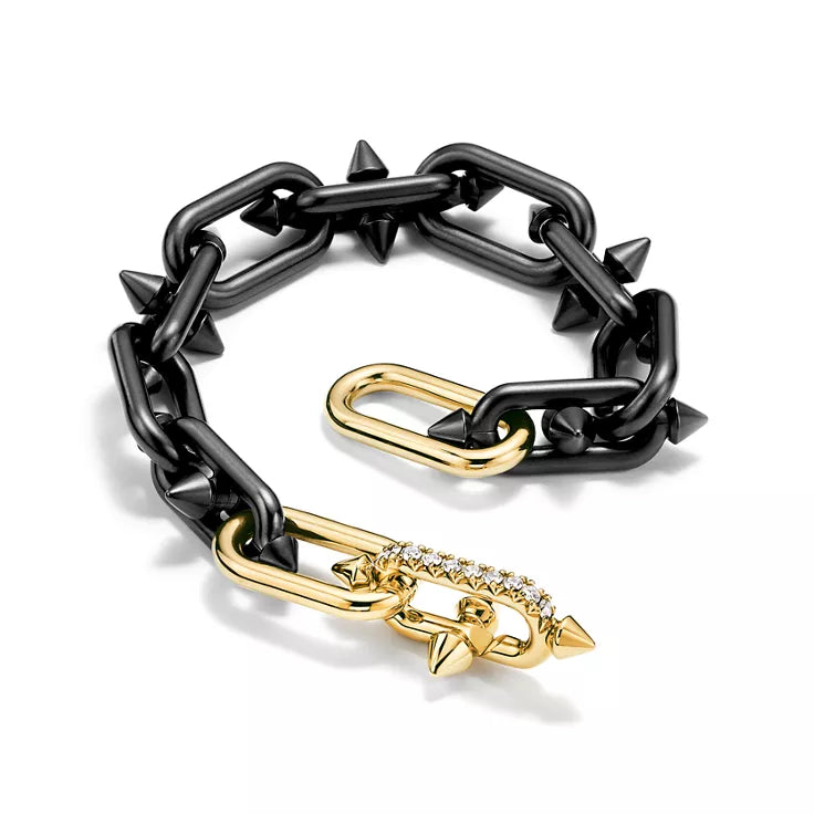 Tiffany Titan by Pharrell Williams Spike Link bracelet in yellow gold.