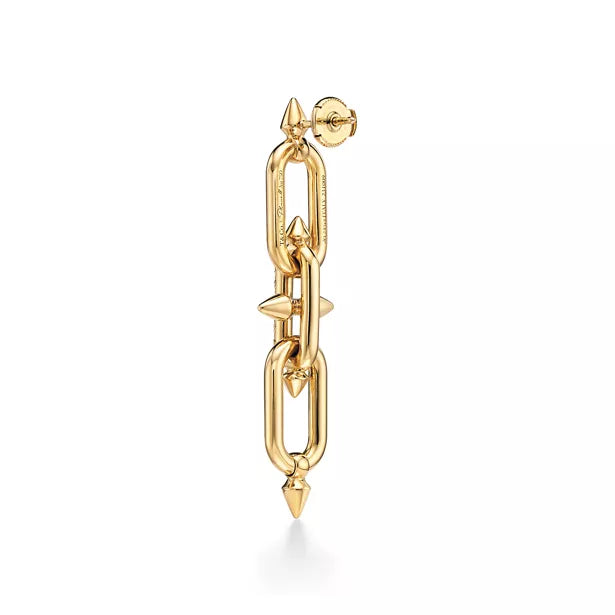 Tiffany Titan by Pharrell Williams Large Gold Link Earrings—"Poseidon's Trident" Motif Drop Earrings | Bold, Statement Luxury Jewelry