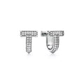 Tiffany T1 Open Hoop Earrings, White Gold | Modern Luxury T-Shaped Hoop Earrings, Women's Fine Jewelry
