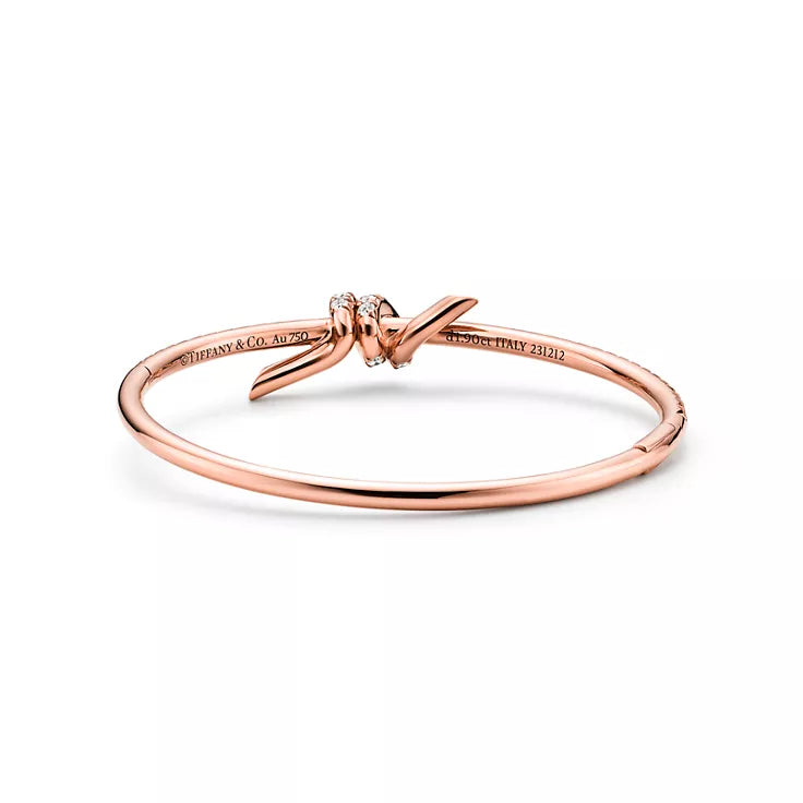 Tiffany Knot Rose Gold Hinged Bangle—A Symbol of Enduring Love and Modern Elegance