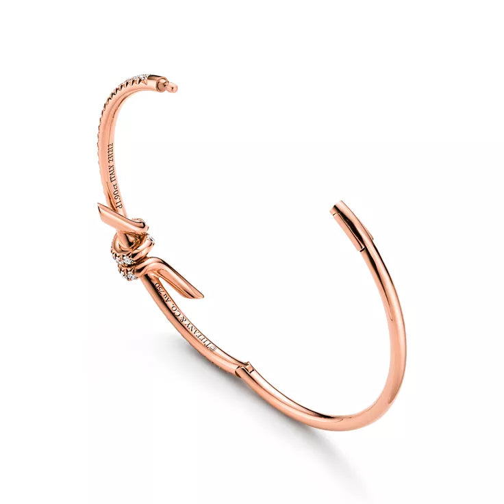 Tiffany Knot Rose Gold Hinged Bangle—A Symbol of Enduring Love and Modern Elegance