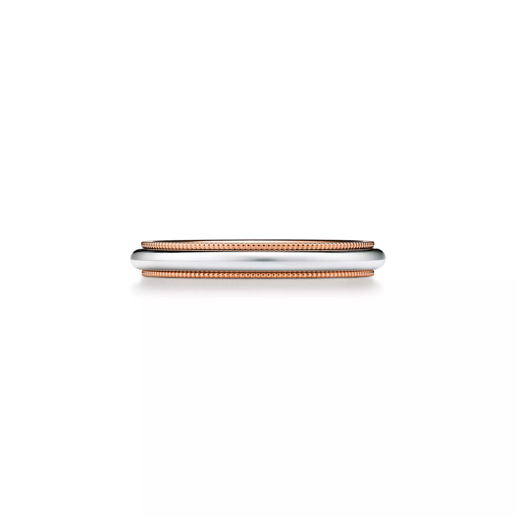 Tiffany. Together Milgrain Ring — Rose Gold Two-Tone Wedding Band