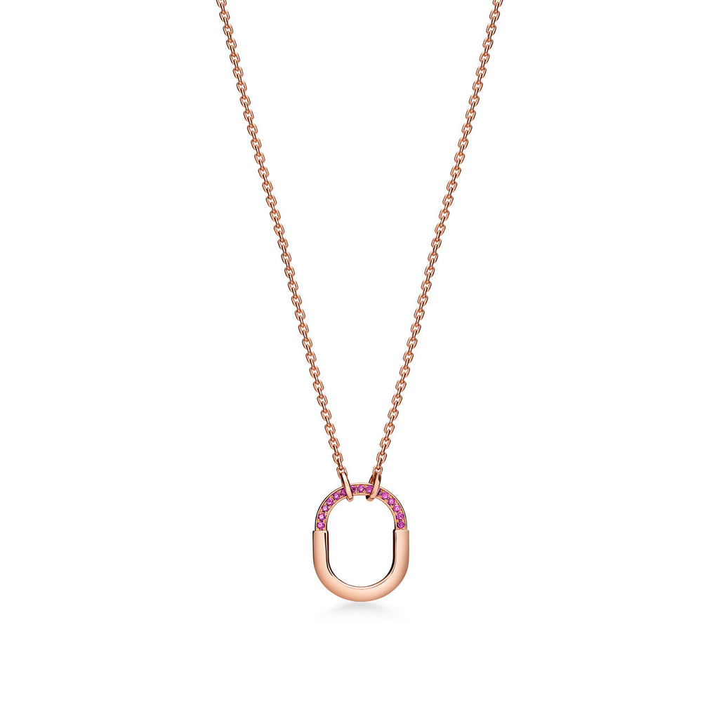 Tiffany & Co. Tiffany Lock Rose Gold Necklace — Small Padlock Pendant